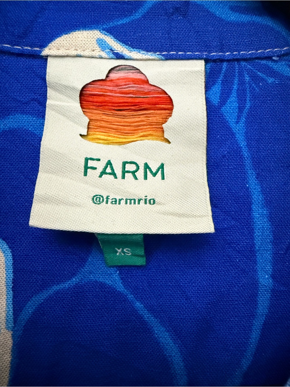 Farm Rio Tropical Groove Blue Floral Linen Romper XS - Picture 5 of 6